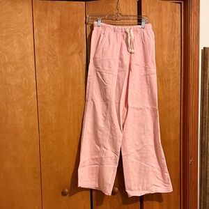 Wide Leg Drawstring Pants - Pink Aerie Xtra Small Regular
